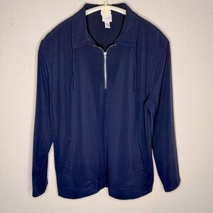Weekends by Chico’s 1/4 Zip Jacket Sporty Pullover Navy Women’s 12 (Chico’s 2)